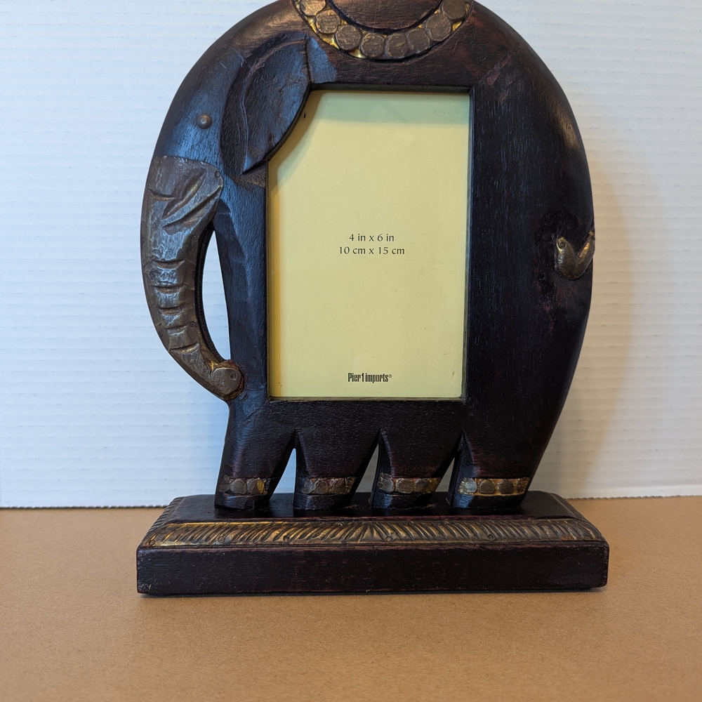 Pier 1 Elephant Frame in Dark Brown and Gold